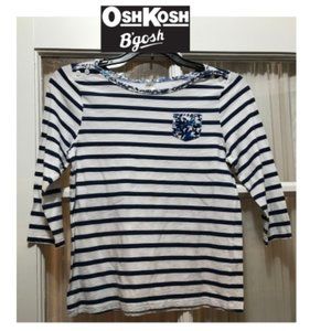 OshKosh 3/4 sleeve, striped top; girls' size 12.